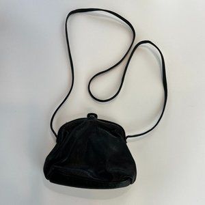 Barganza Black Leather Mini Crossbody Bag